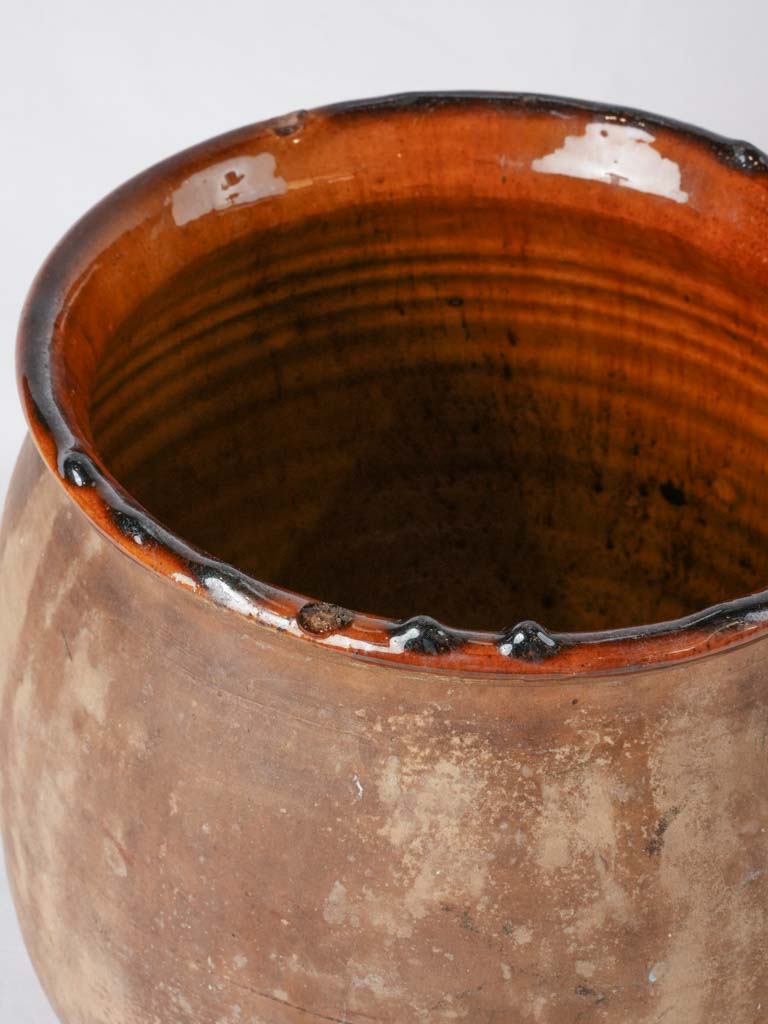 French confit pot with dark ochre interior glaze 11¾"