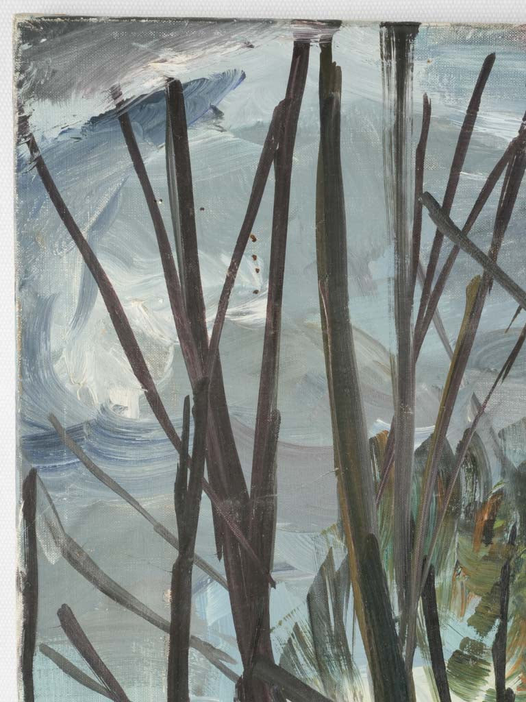 French 1950s oil canvas artwork