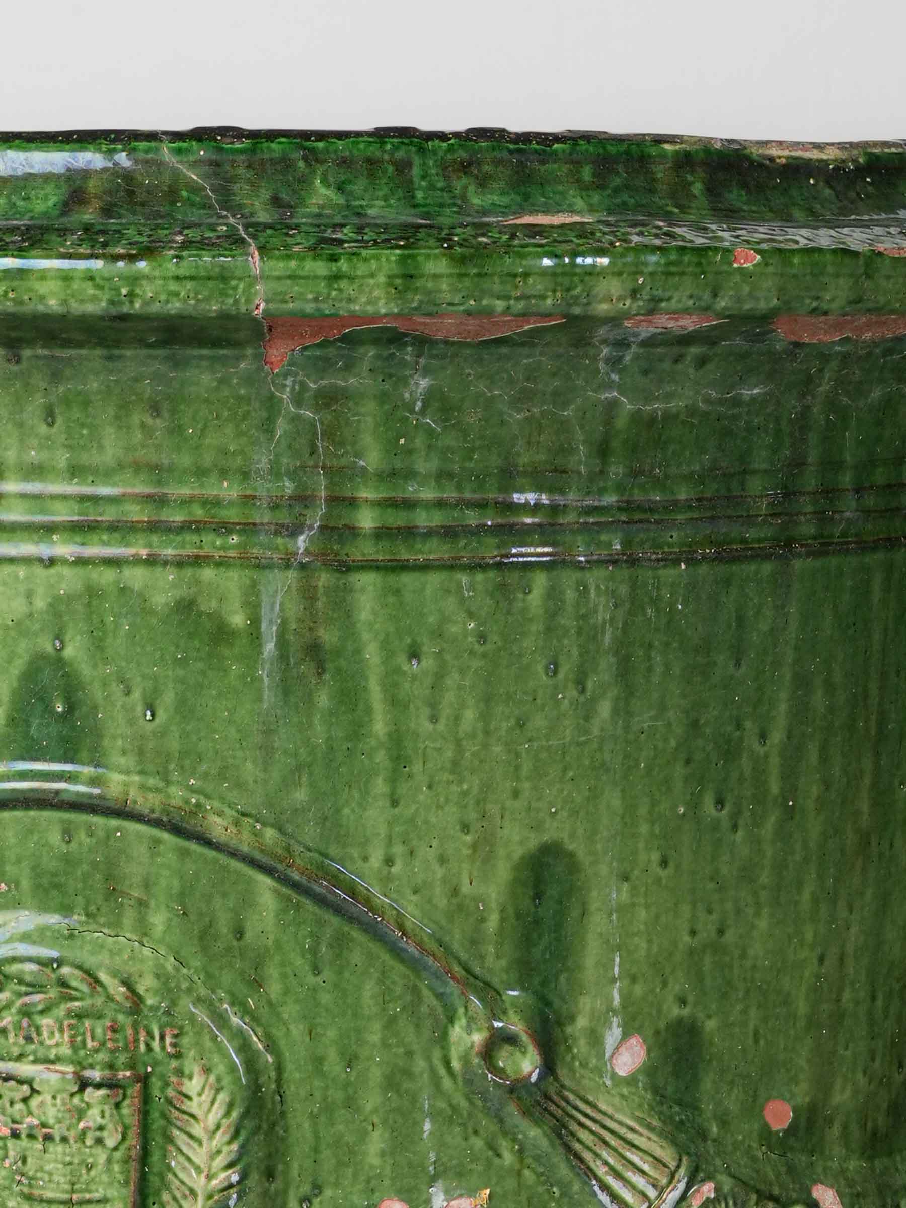Pair of Large Vintage French Emerald-Glazed Anduze Garden Urns