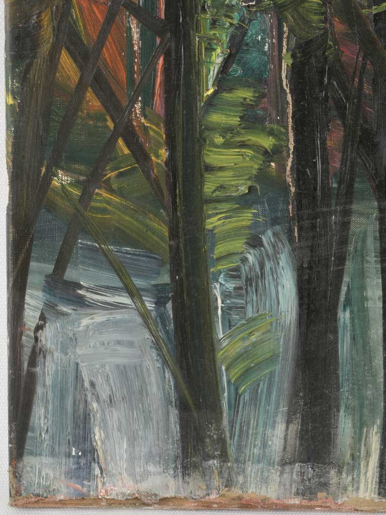 Signed mysterious artist landscape canvas