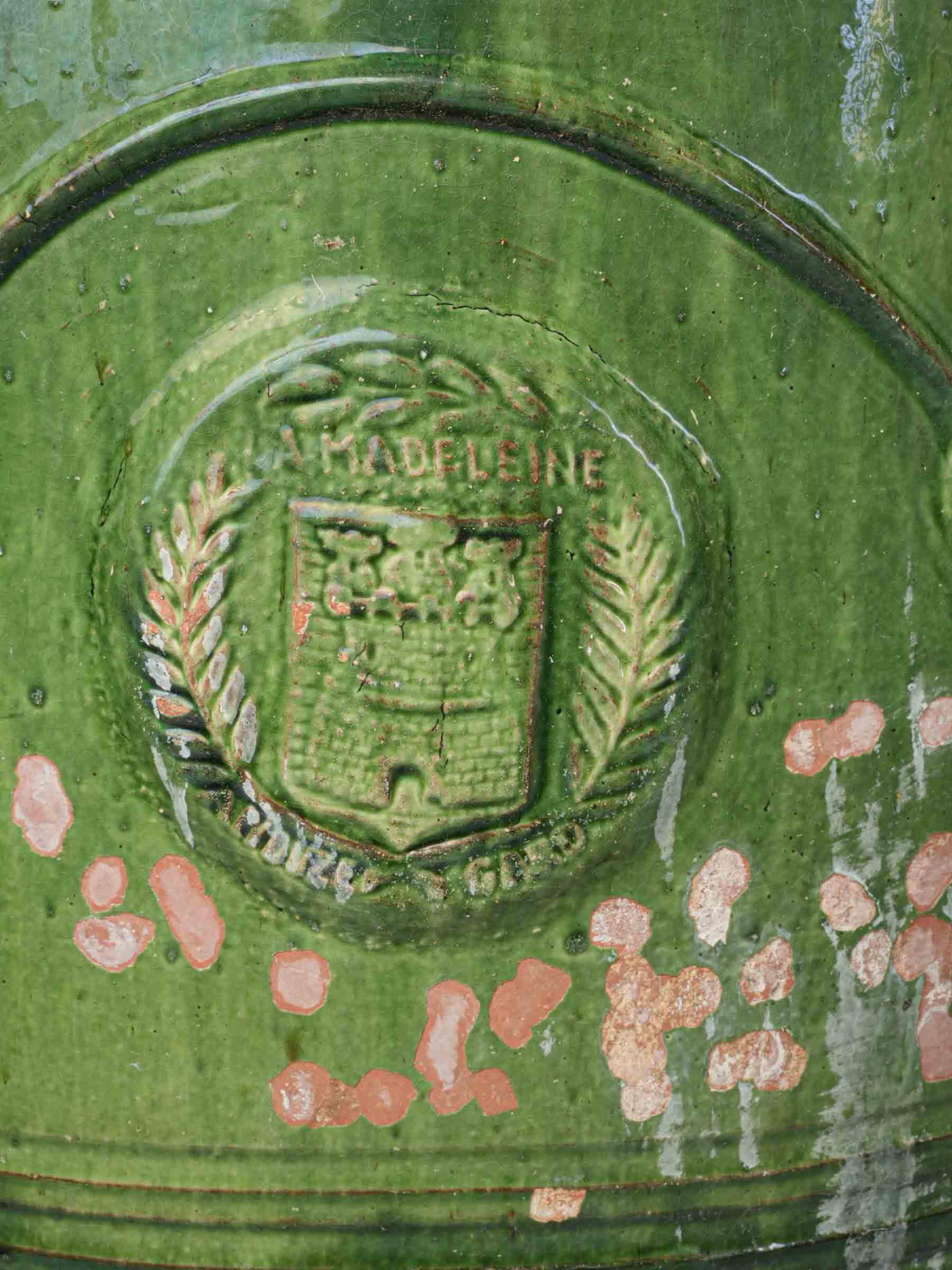 Pair of Large Vintage French Emerald-Glazed Anduze Garden Urns