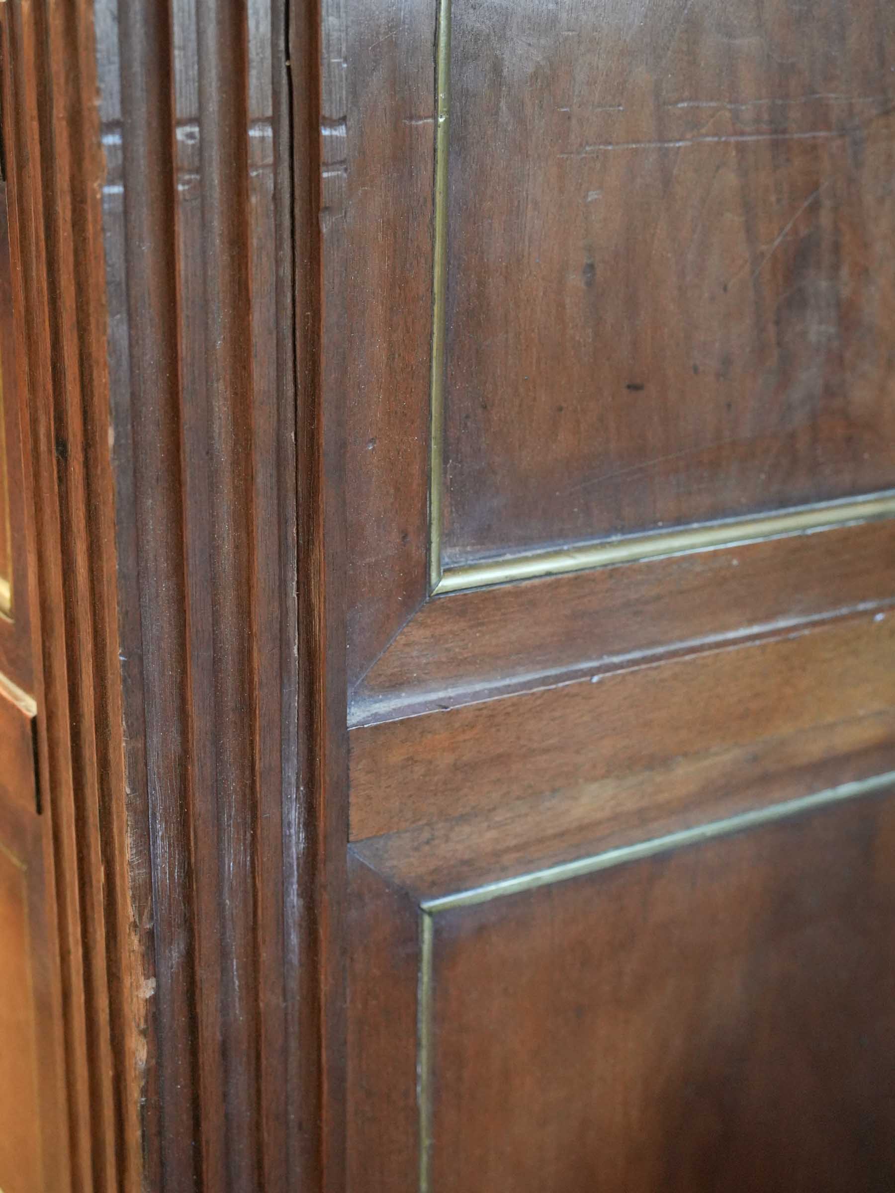 Louis XVI Mahogany Secretary Bookcase w/ Brilliant Mercury Mirror - 74¾" x 43"