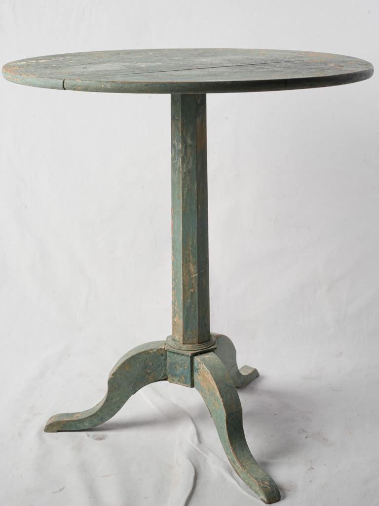 Antique French Rustic Gueridon Table W/ Green-Blue Patina - 29¼"