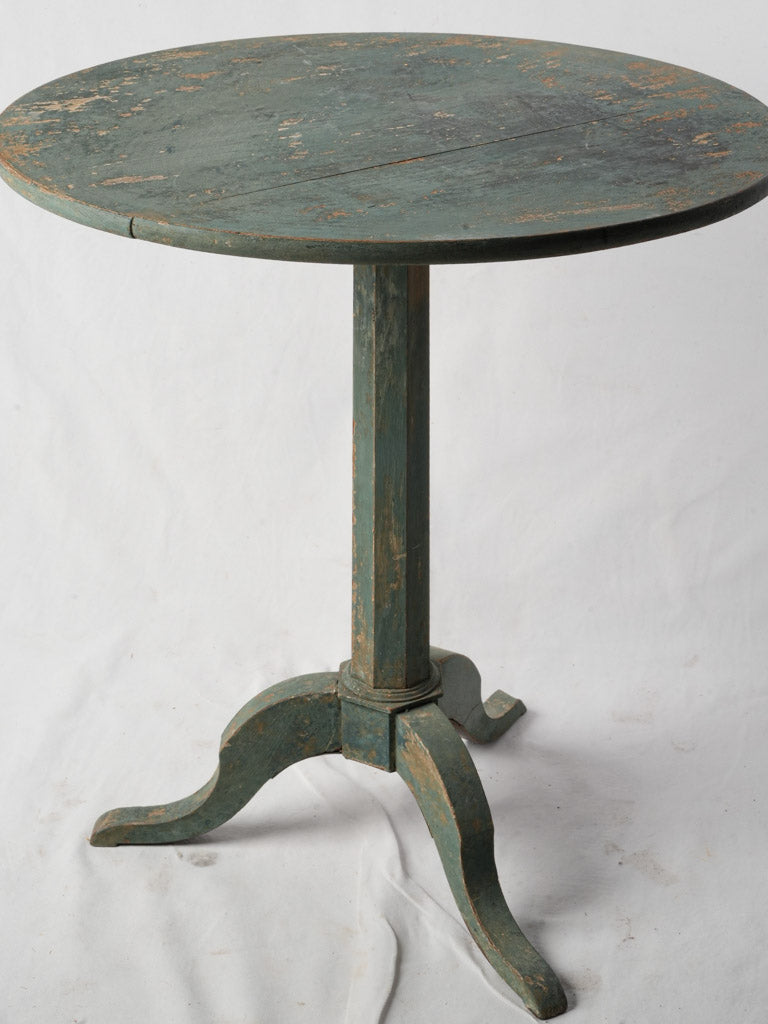 Antique French Rustic Gueridon Table W/ Green-Blue Patina - 29¼"