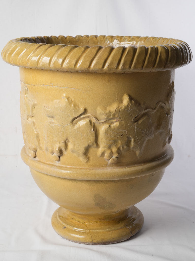 Vintage mustard-glazed terracotta planter