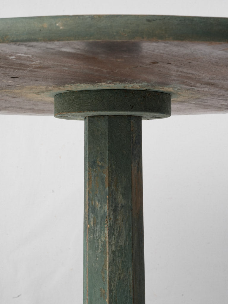 Antique French Rustic Gueridon Table W/ Green-Blue Patina - 29¼"