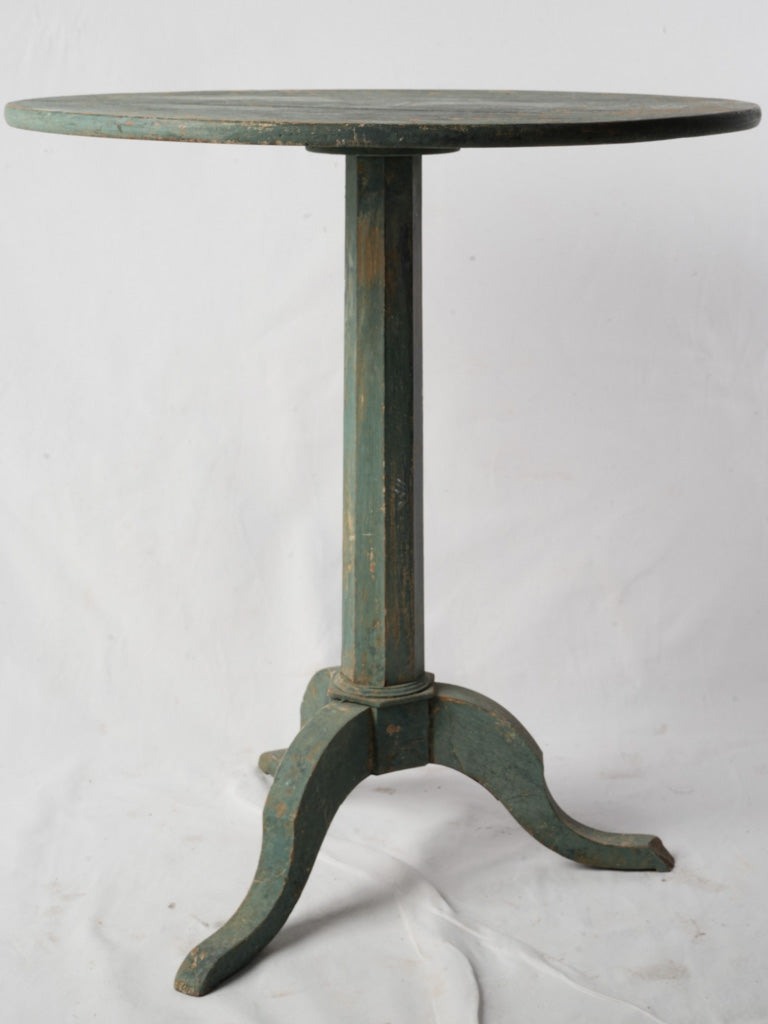 Antique French Rustic Gueridon Table W/ Green-Blue Patina - 29¼"
