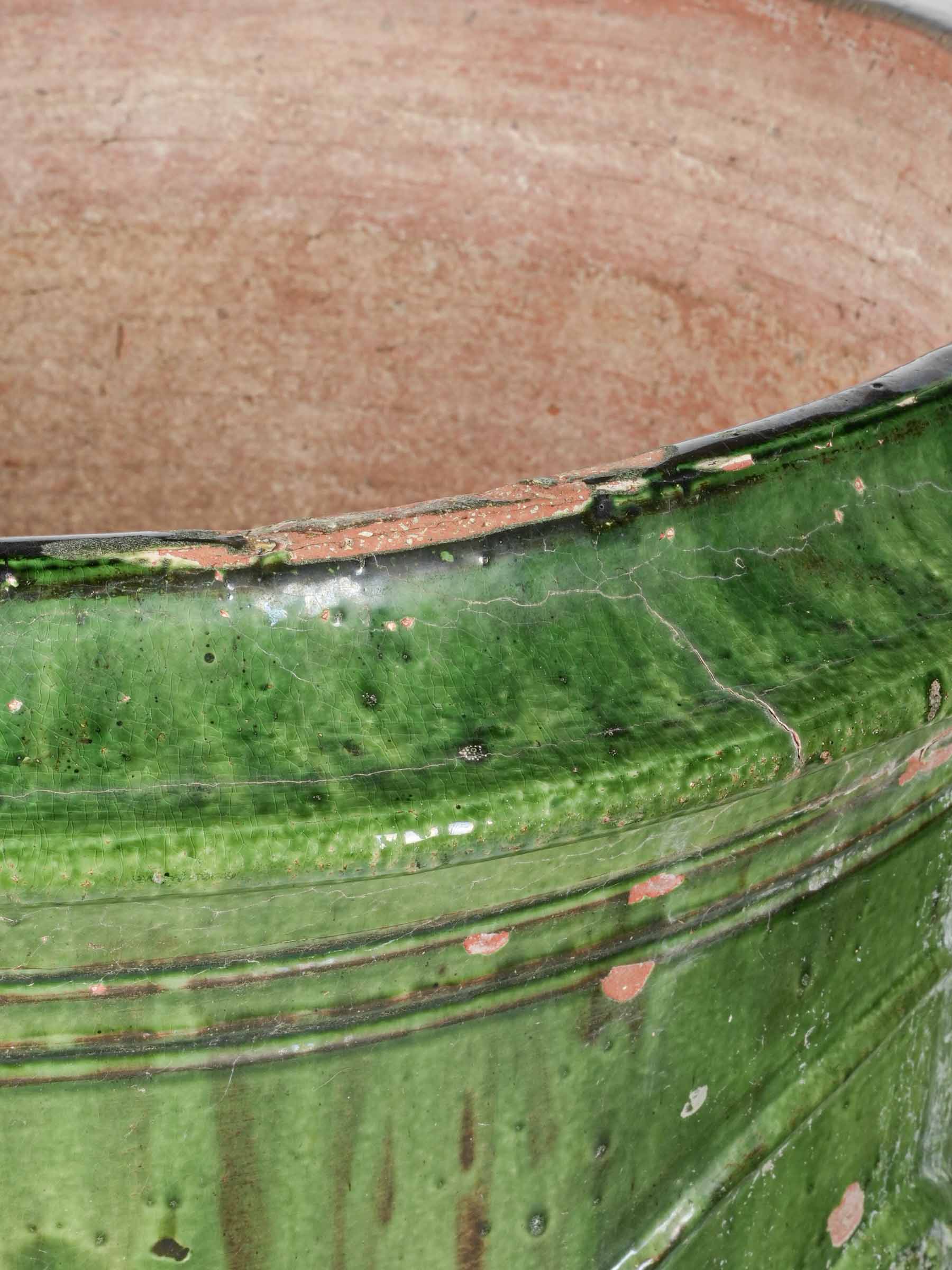 Pair of Large Vintage Green Glazed Anduze Garden Urns - 32¼"