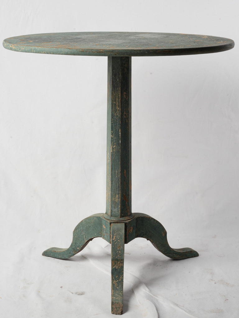 Antique French Rustic Gueridon Table W/ Green-Blue Patina - 29¼"
