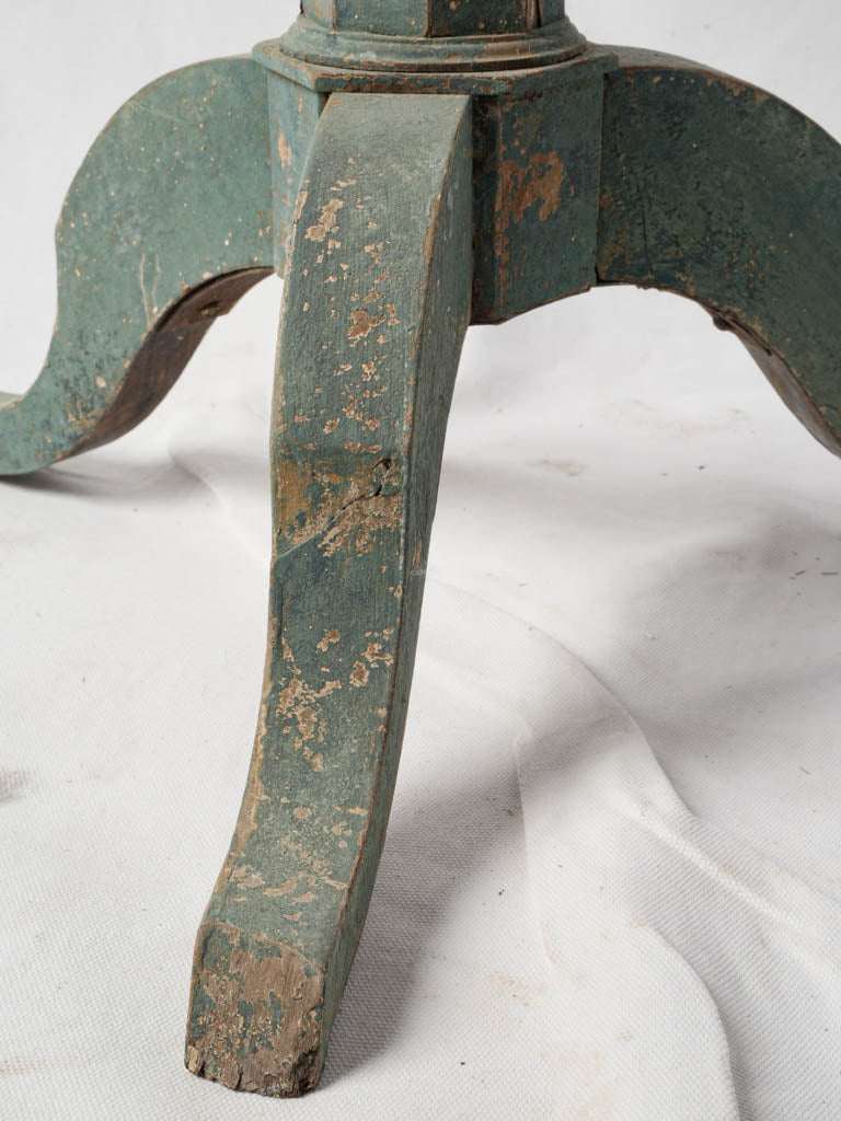Antique French Rustic Gueridon Table W/ Green-Blue Patina - 29¼"