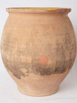 Large French confit pot w/ yellow glaze inside - no handles 13¾"