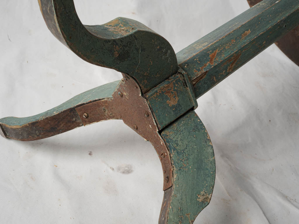 Antique French Rustic Gueridon Table W/ Green-Blue Patina - 29¼"