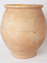 Large French confit pot w/ yellow glaze inside - no handles 13¾"