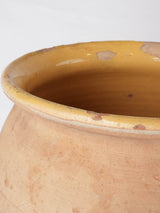 Large French confit pot w/ yellow glaze inside - no handles 13¾"