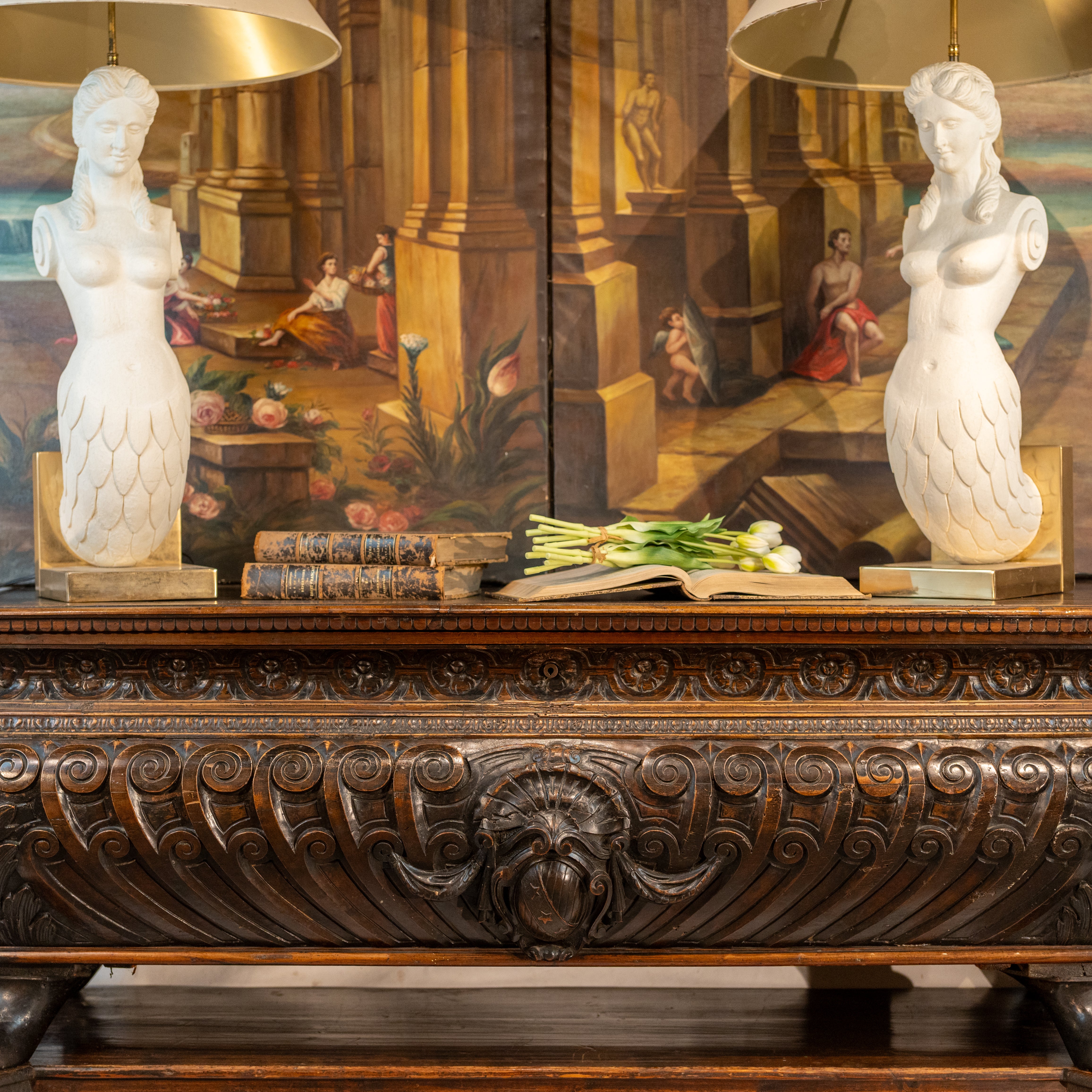 Striking 6.5-Foot Oil-Painted Panels