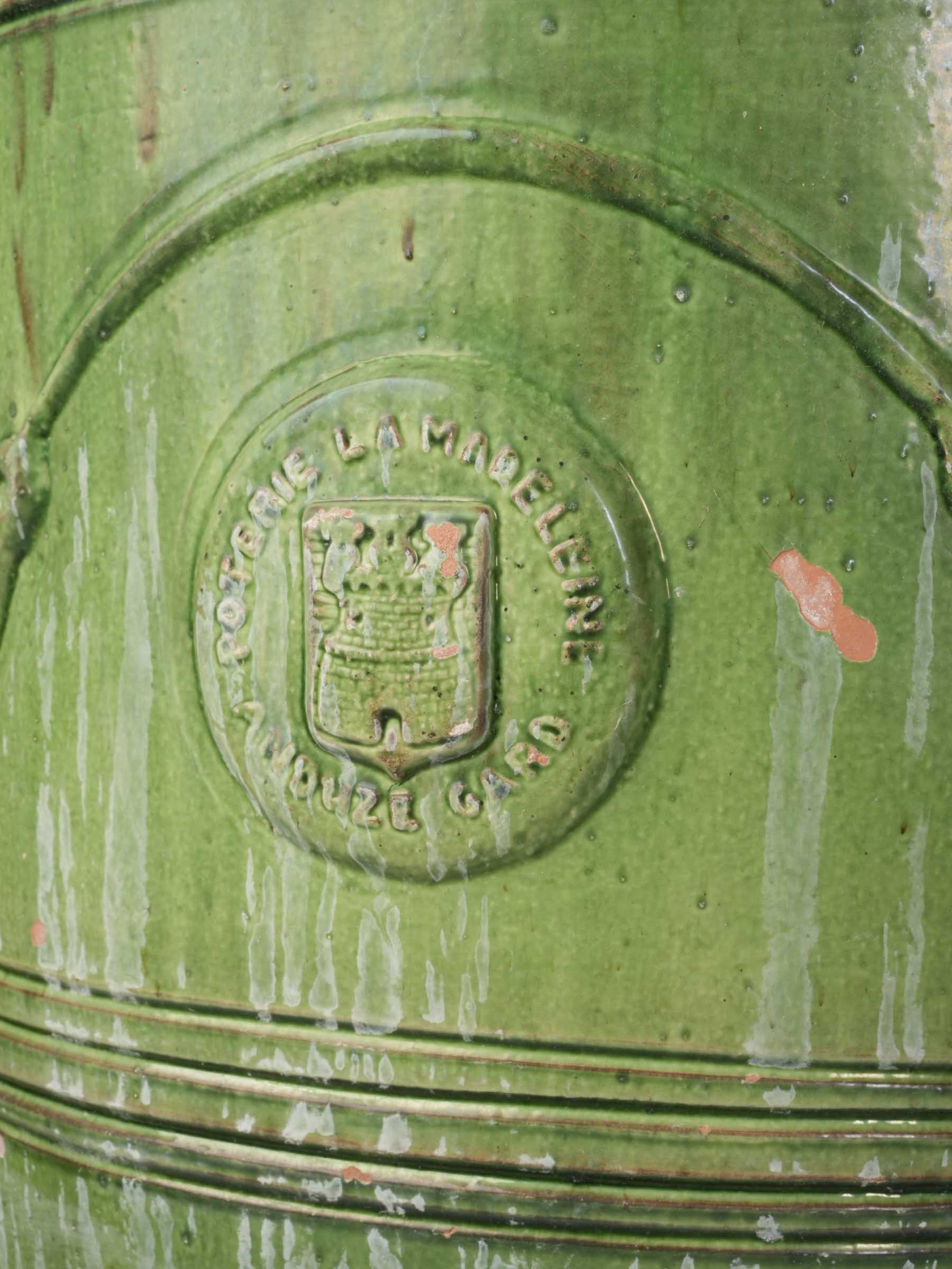 Pair of Large Vintage Green Glazed Anduze Garden Urns - 32¼"