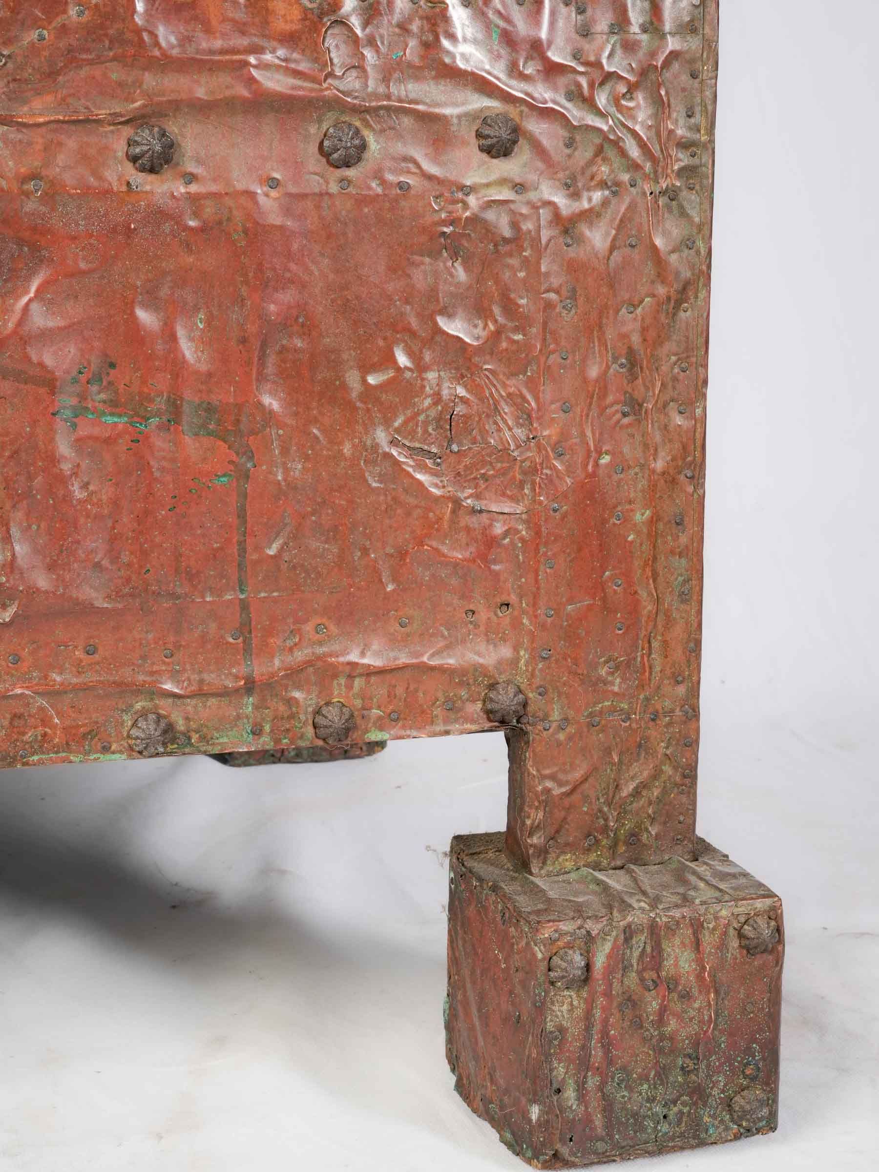 Large Copper-Clad Theatrical Medieval-Style Throne Chair, 20th Century - 54¼"