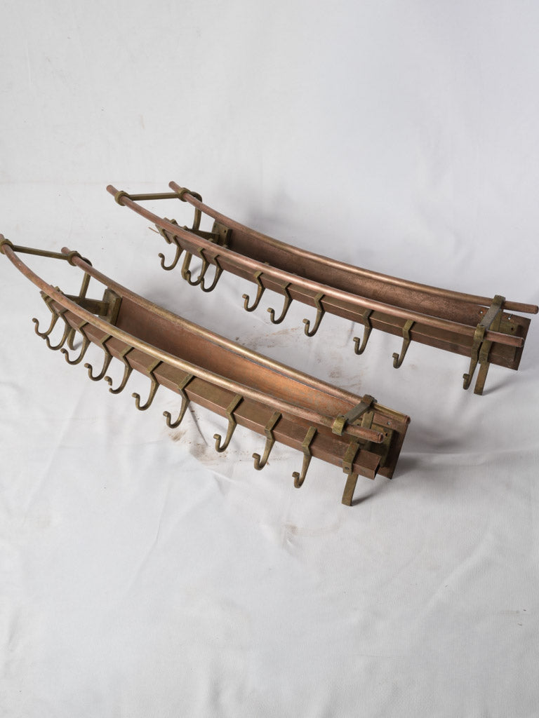 Elegant vintage copper wall racks  