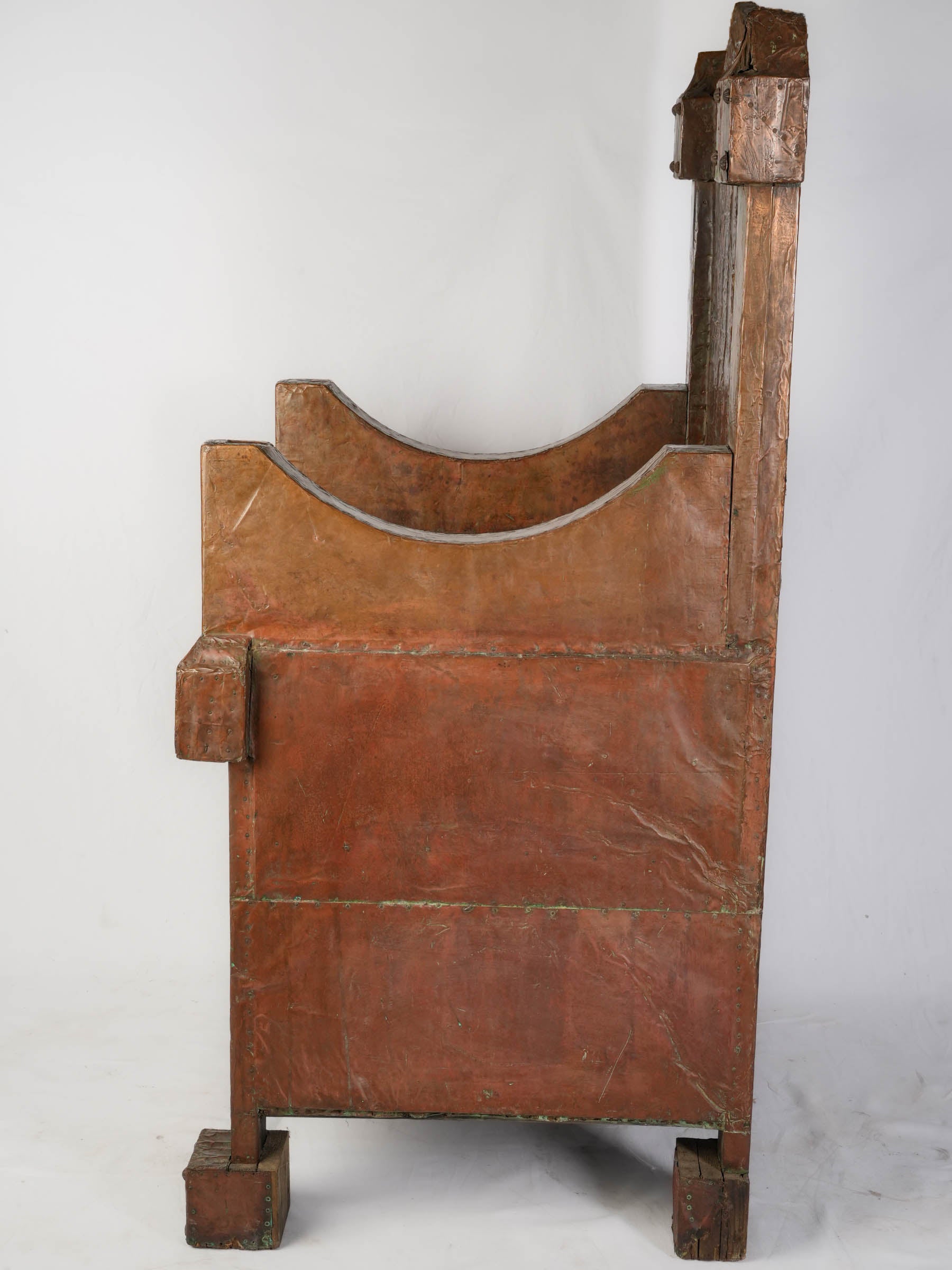 Large Copper-Clad Theatrical Medieval-Style Throne Chair, 20th Century - 54¼"