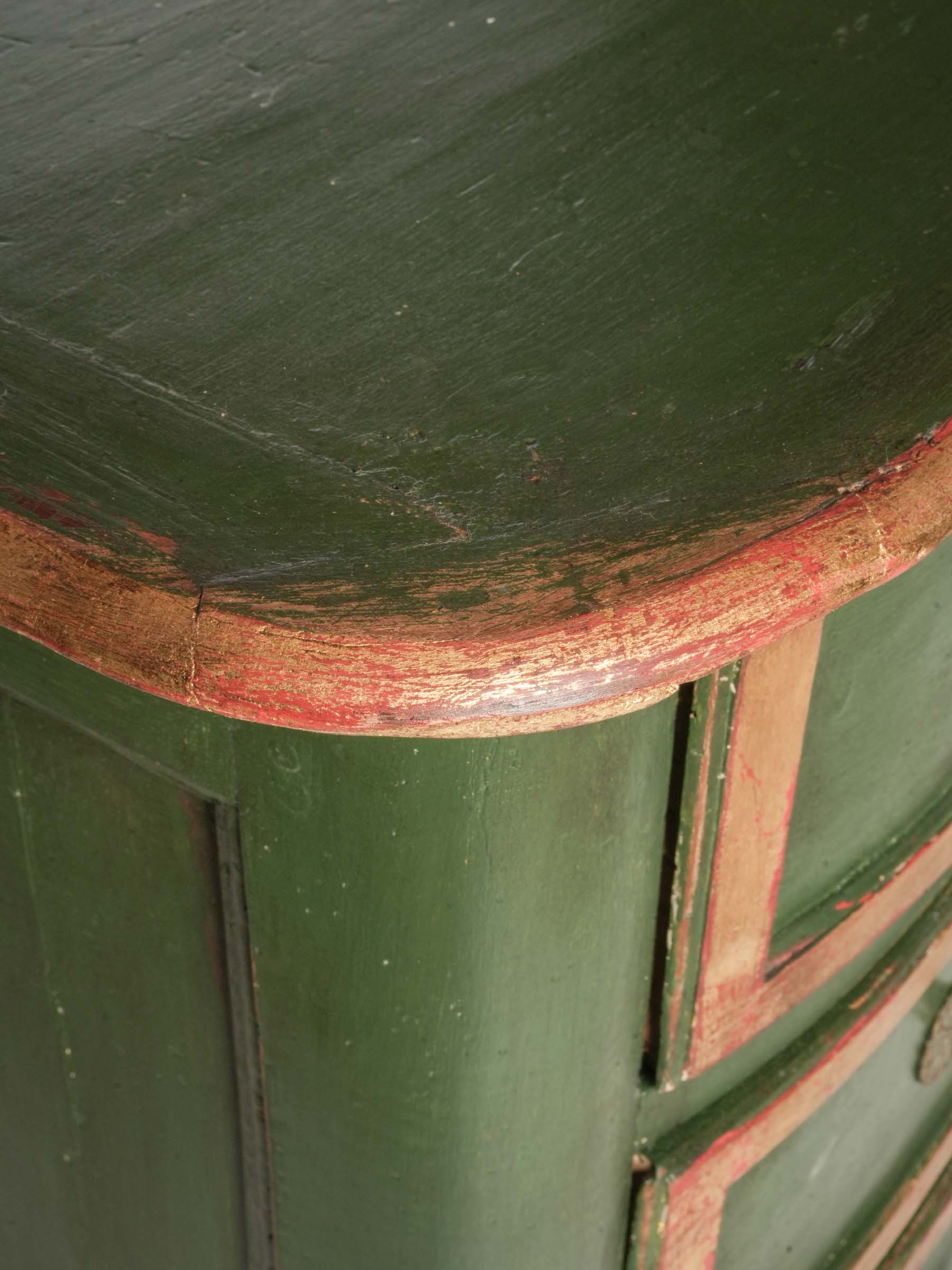 Elegant French Country Commode in Green Paint and Parcel Gilt, 18th Century - 50½" x 24" x 32"