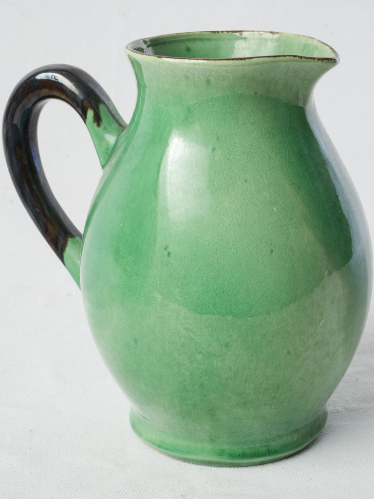 Mid-20th Century Dieulefit Striking Green-Glazed Terracotta Jug - 8¼"