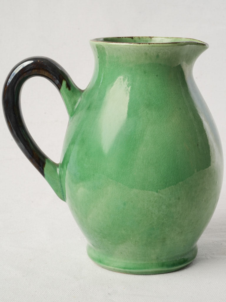 Mid-20th Century Dieulefit Striking Green-Glazed Terracotta Jug - 8¼"
