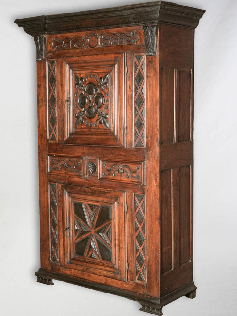 Handsome Italian Baroque Walnut Armoire From the Late 17th Century - 83½" x 54¼" x 24"