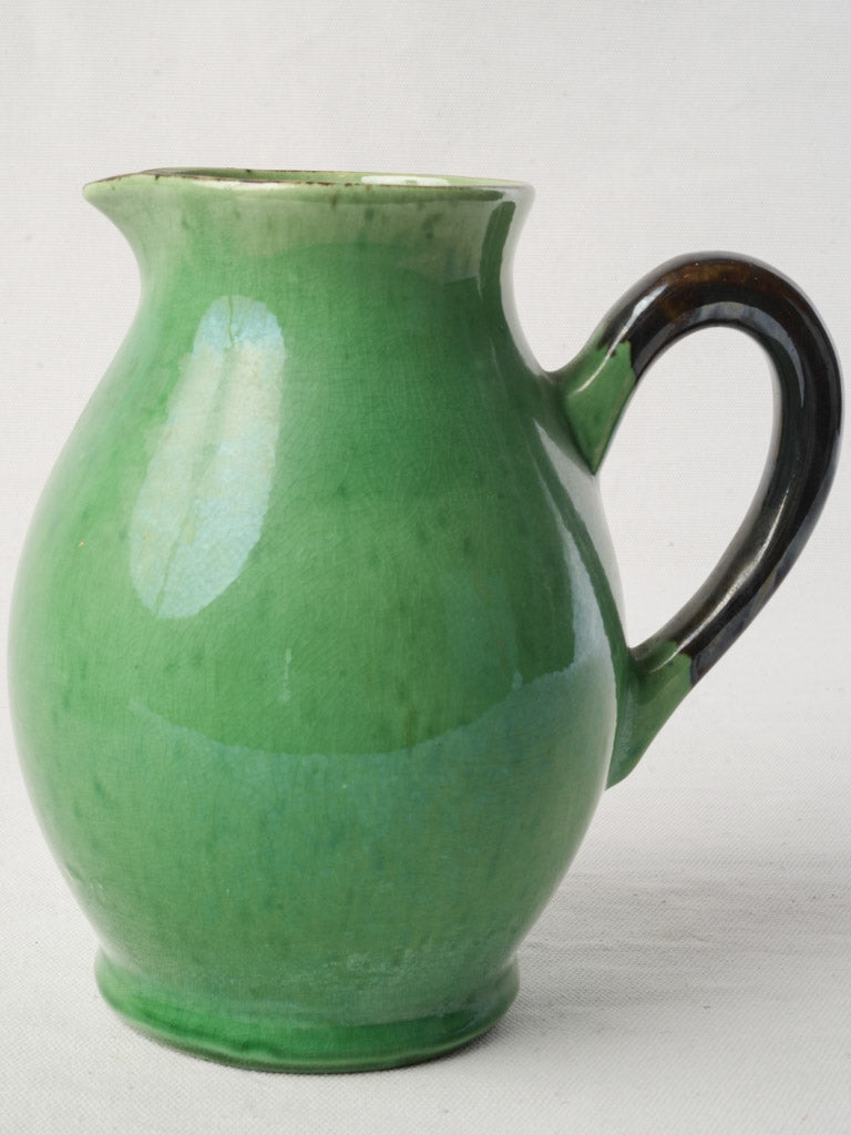 Mid-20th Century Dieulefit Striking Green-Glazed Terracotta Jug - 8¼"