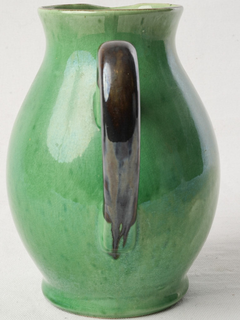 Mid-20th Century Dieulefit Striking Green-Glazed Terracotta Jug - 8¼"