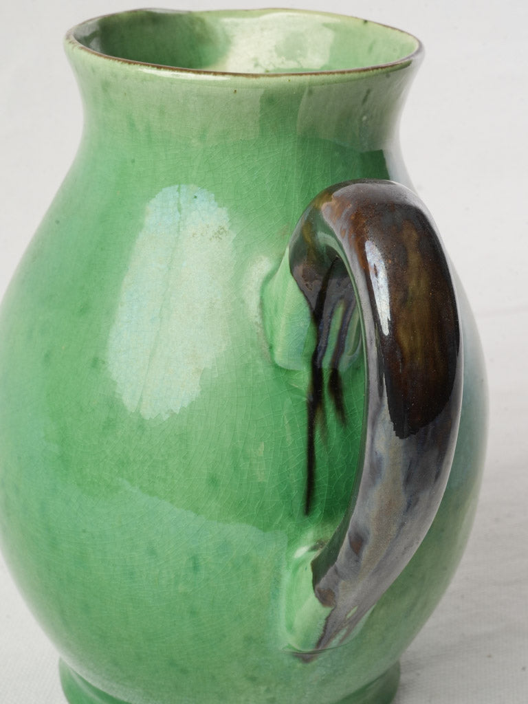 Mid-20th Century Dieulefit Striking Green-Glazed Terracotta Jug - 8¼"