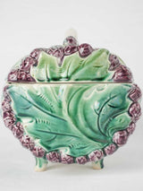 Lidded Majolica asparagus basket & platter - Longchamp 1890