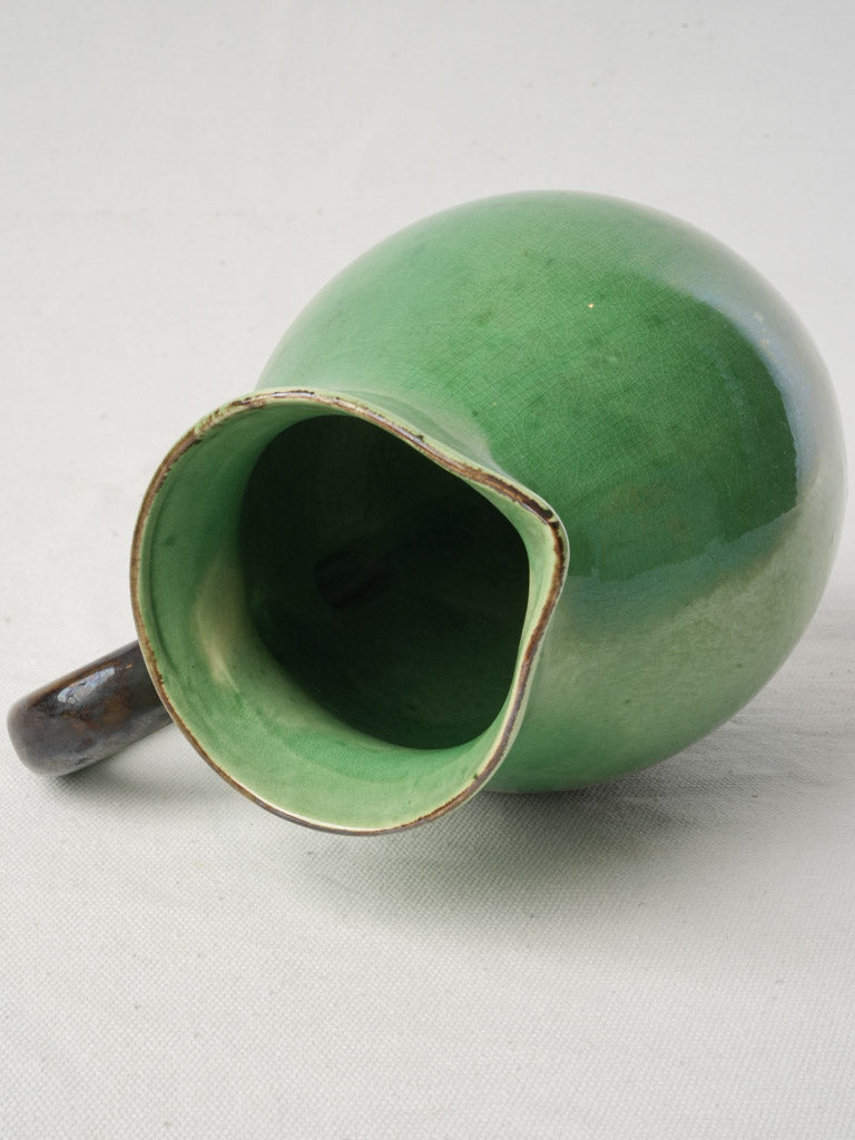 Mid-20th Century Dieulefit Striking Green-Glazed Terracotta Jug - 8¼"