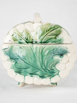 Lidded Majolica asparagus basket & platter - Longchamp 1890