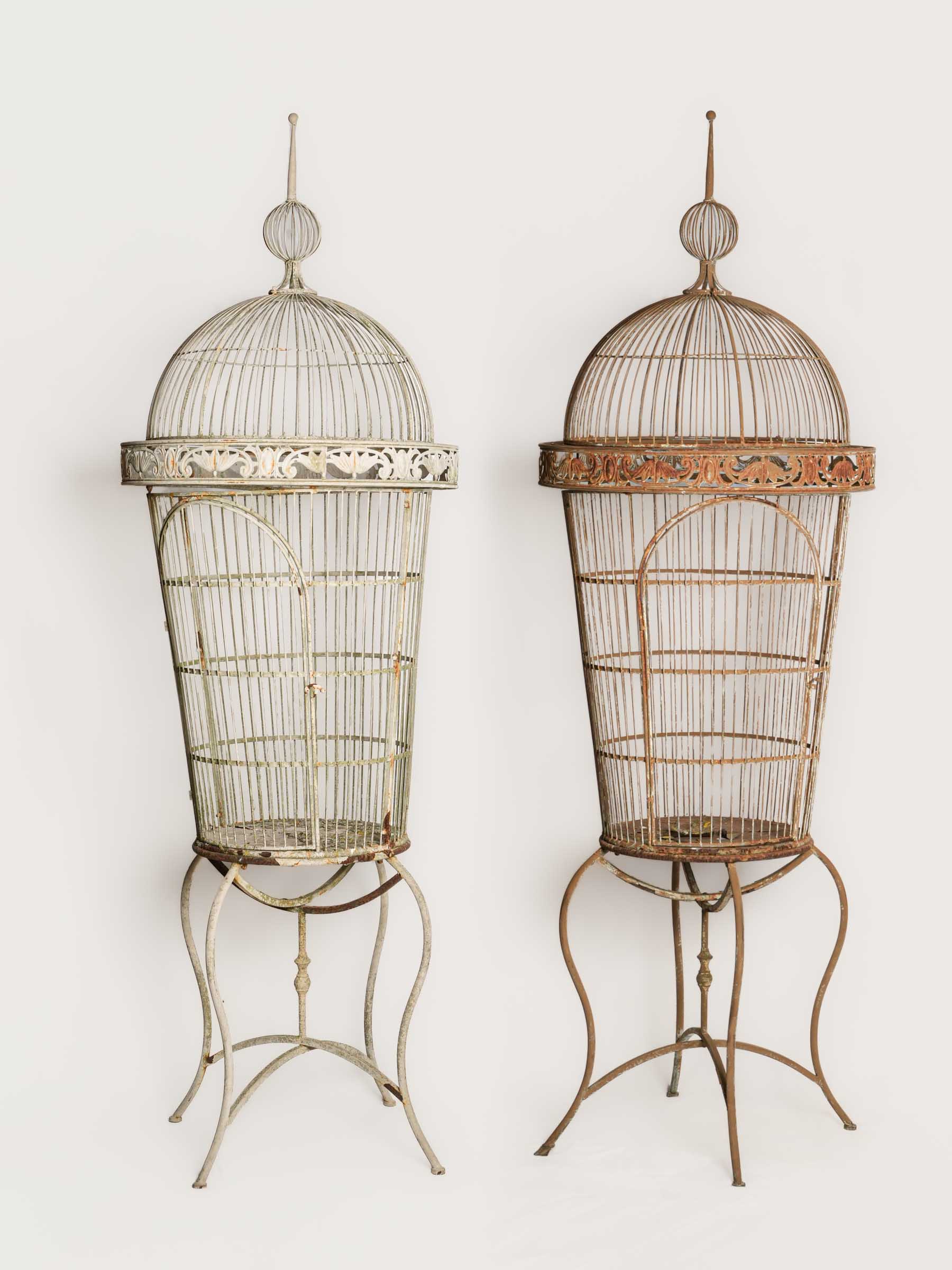 Pair of 20th-Century French Painted-Iron Tall Garden Aviaries - 100½"