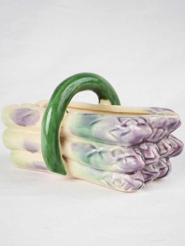 Antique Majolica asparagus cradle w/ handle