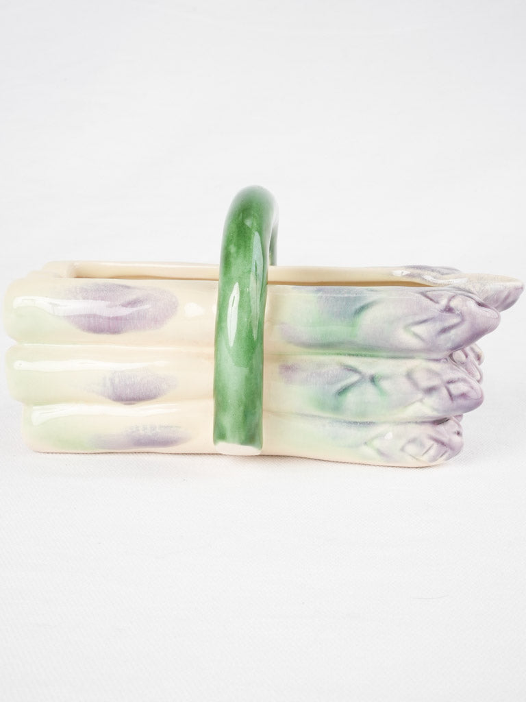 Antique Majolica asparagus cradle w/ handle