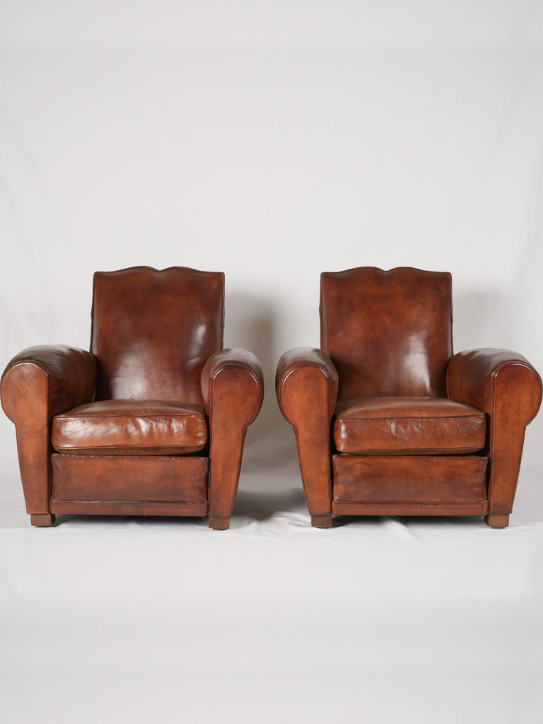 Antique restored French club seating pair