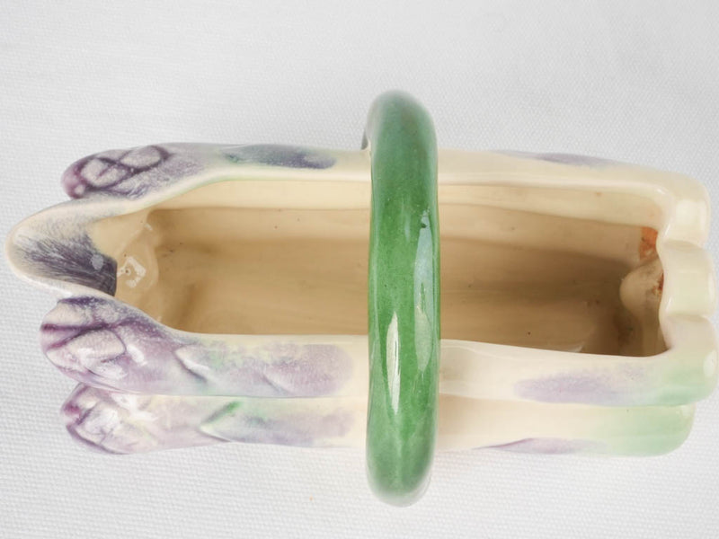 Antique Majolica asparagus cradle w/ handle