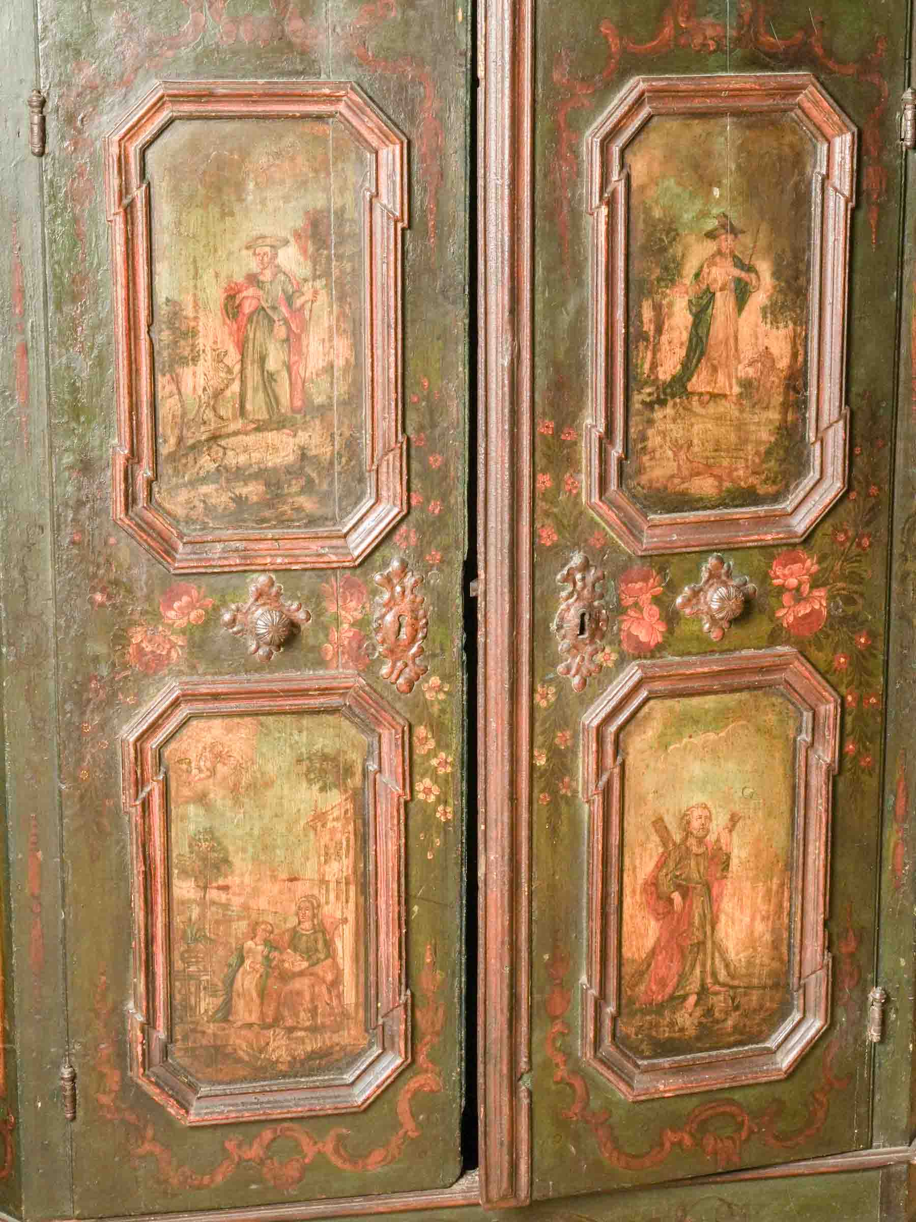 Rare 18th-Century Painted Marriage Cupboard - 69¾" x 53½" x 26¾"