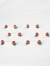 Set of 6 antique Majolica knife rests 4"
