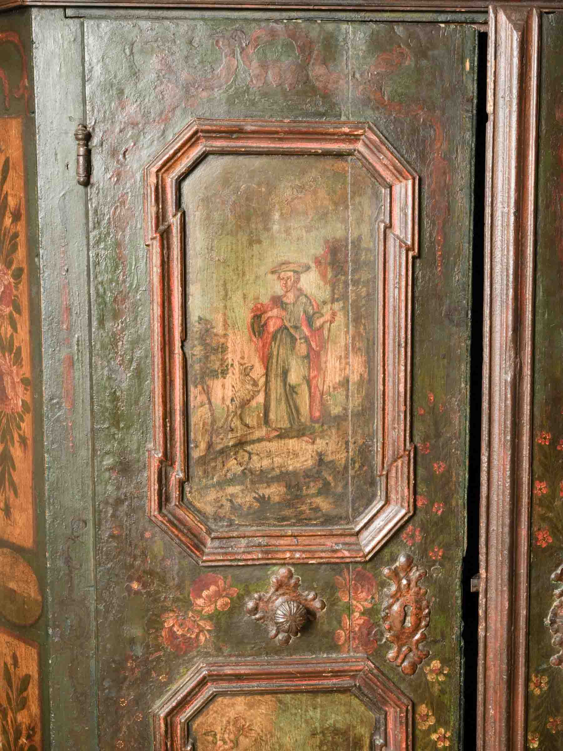 Rare 18th-Century Painted Marriage Cupboard - 69¾" x 53½" x 26¾"