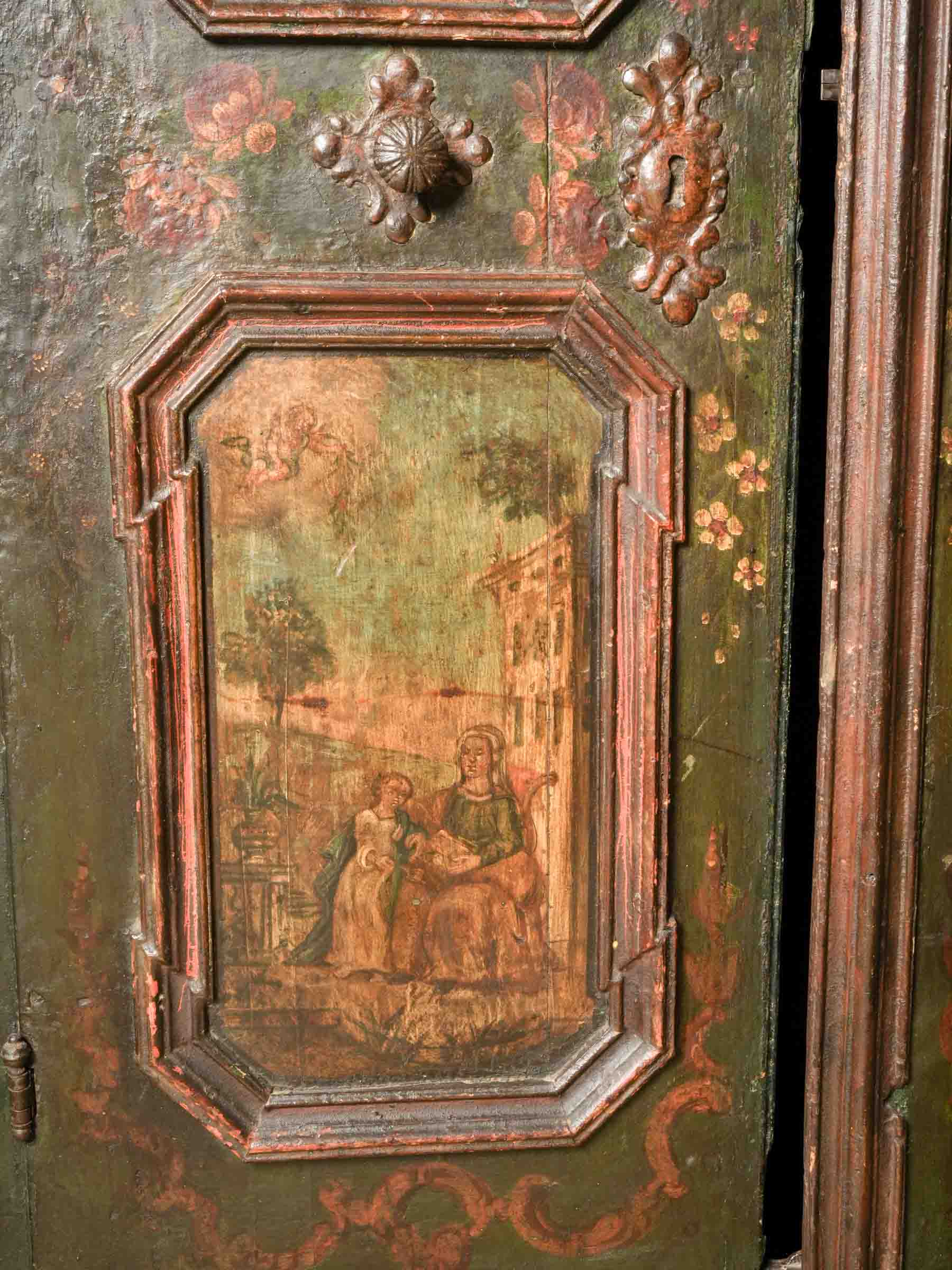 Rare 18th-Century Painted Marriage Cupboard - 69¾" x 53½" x 26¾"