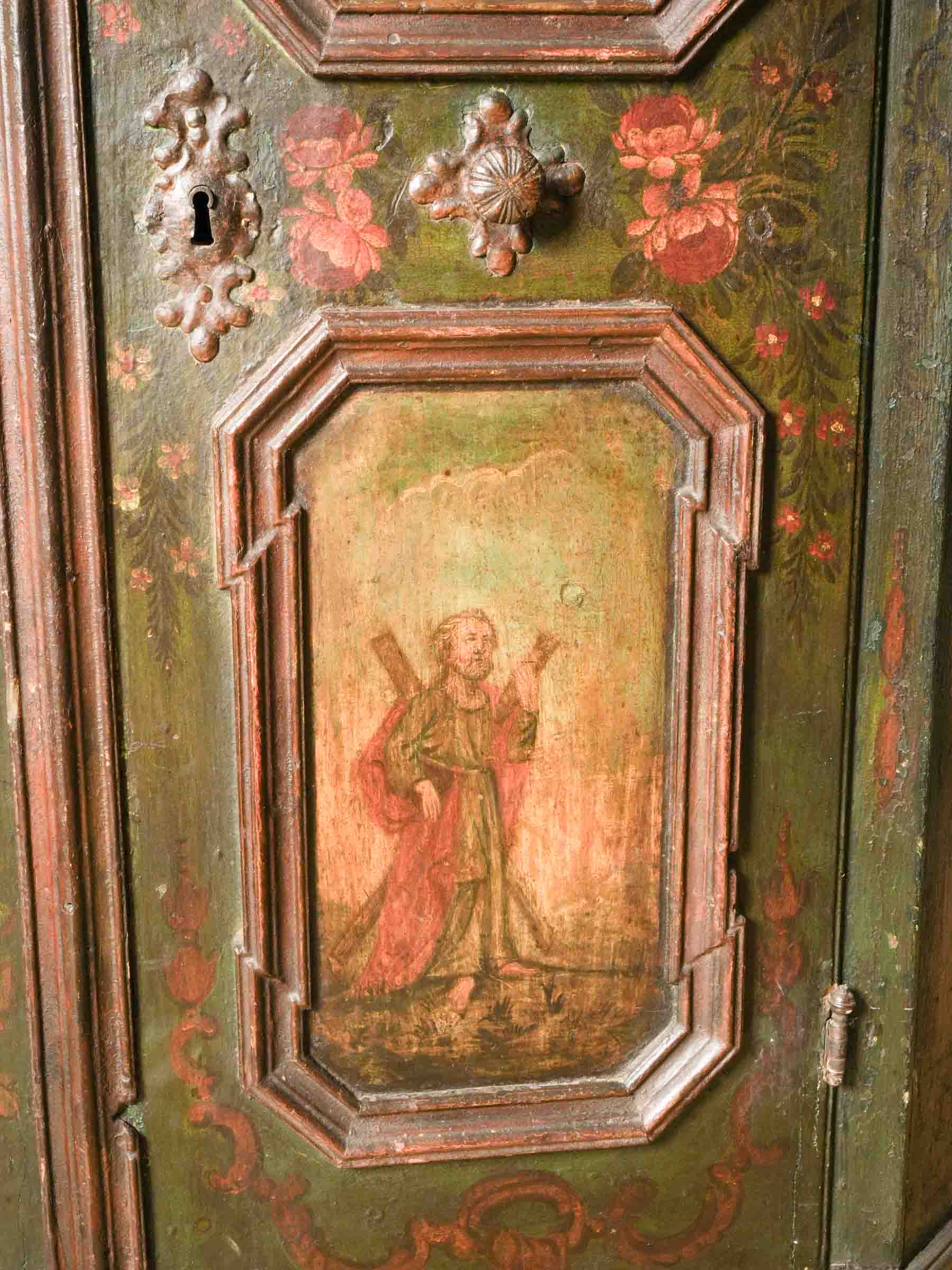Rare 18th-Century Painted Marriage Cupboard - 69¾" x 53½" x 26¾"