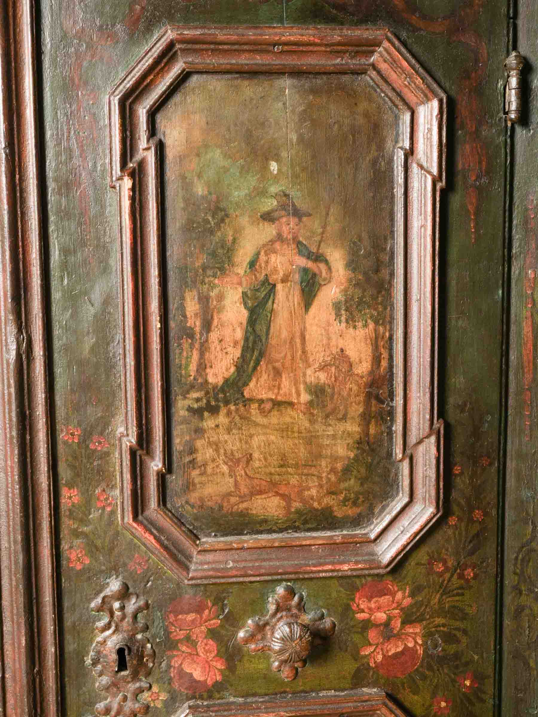 Rare 18th-Century Painted Marriage Cupboard - 69¾" x 53½" x 26¾"