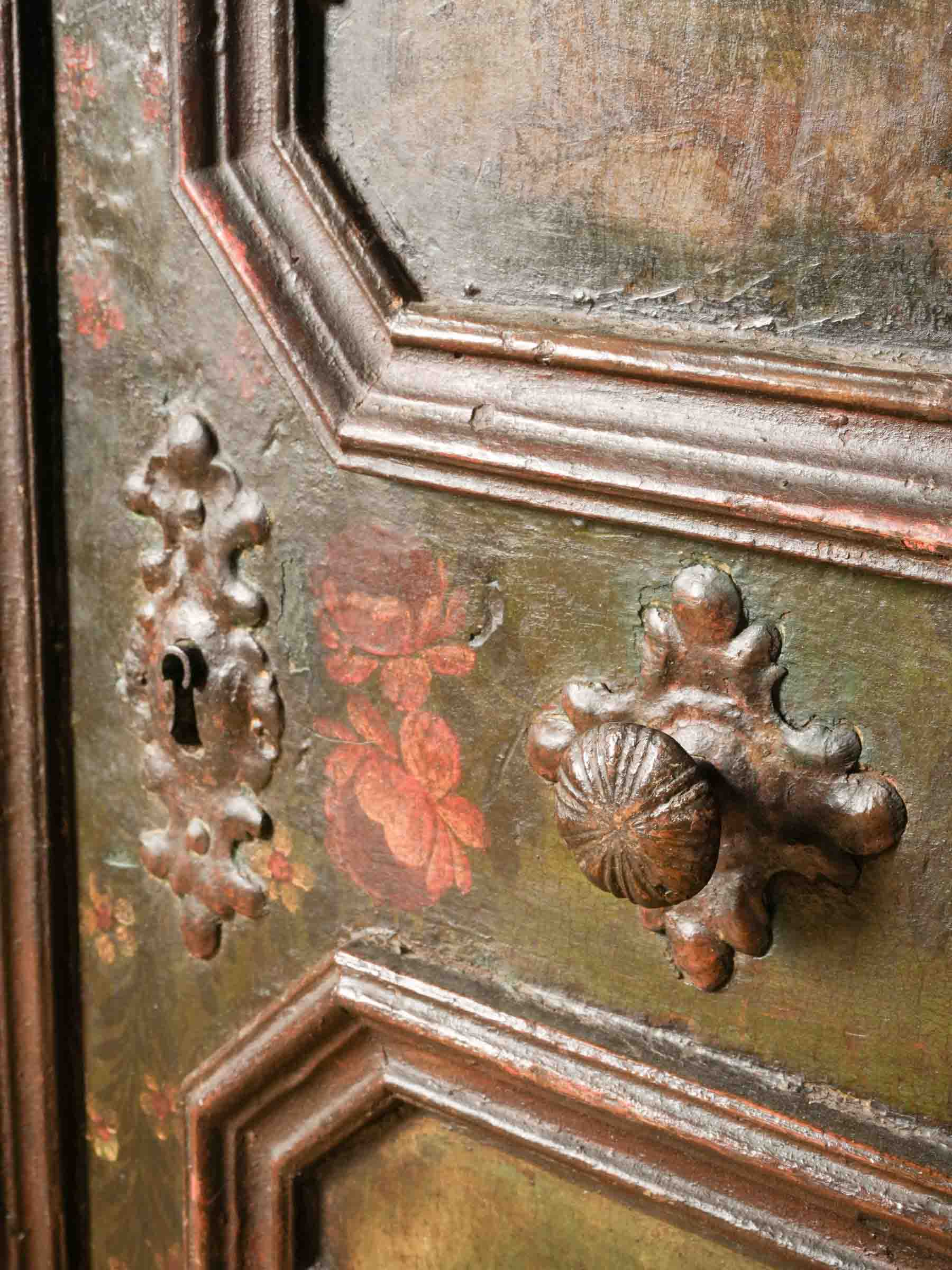 Rare 18th-Century Painted Marriage Cupboard - 69¾" x 53½" x 26¾"