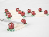 Set of 6 antique Majolica knife rests 4"