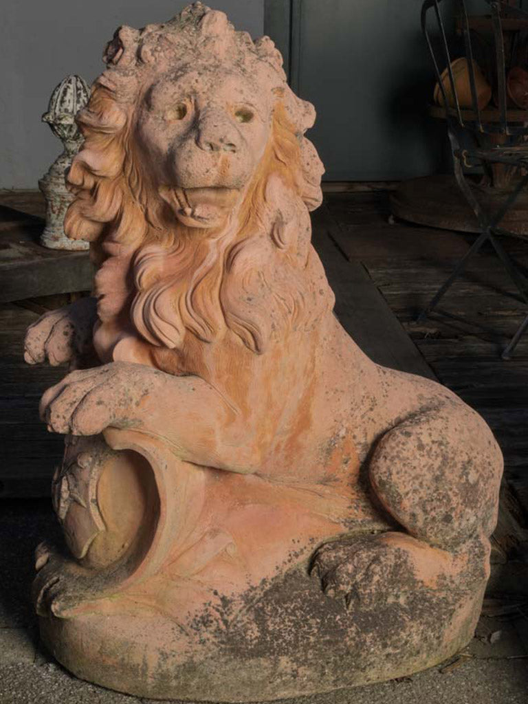 Heraldic seated lion sculptures vintage