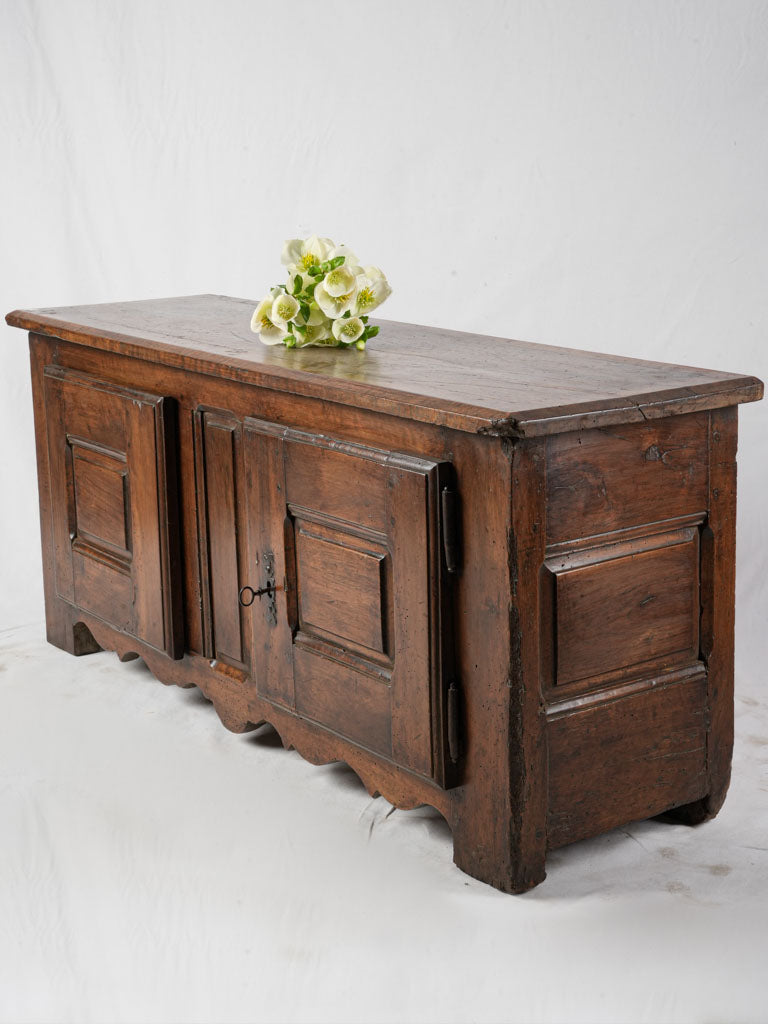 Aged rustic wooden storage bench  