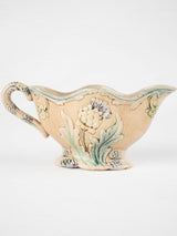 Antique Majolica sauce boat with artichoke motifs - Fives-Lille Antione Gustave De Bruyn