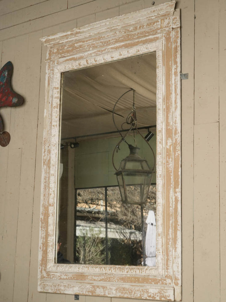 Antique Ivory Wooden Mirror  